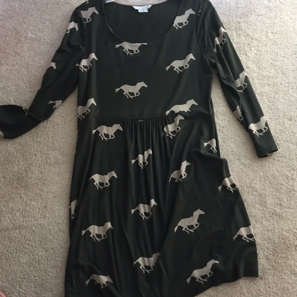Boden Green Dress with Horses